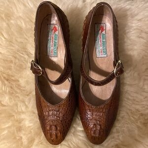 Exotic alligator custom Maryjane pumps EUC